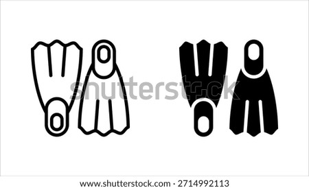 Scuba flippers icons set. flippers set featuring various designs for underwater activities, vector illustration on white background