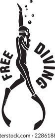 Scuba Freediving Logo and Tattoo Design Concept Illustration