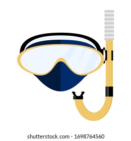 Scuba gear for diver, snorkel, glasses. Diving, swimming under water. Sea, ocean, summer rest. Vector isolated illustration