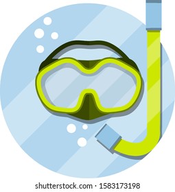 Scuba gear. Snorkel and glasses. item for diving and swimming under water. Rest and entertainment in sea and ocean. clothing of diver. Cartoon flat illustration