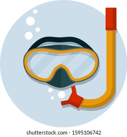 Scuba gear. Snorkel and glasses. item for diving and swimming under water. clothing of diver. Cartoon flat illustration. Rest and entertainment in sea and ocean