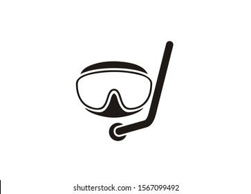 Scuba goggles. Diving goggles. Simple icon in black and white