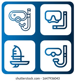 scuba icon set. Collection of Snorkel, Diving mask, Windsurf, Diving glasses icons