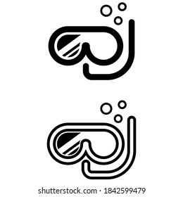 Scuba icon vector set. diving mask illustration sign collection. beach symbol.