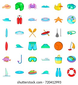 Scuba icons set. Cartoon style of 36 scuba vector icons for web isolated on white background