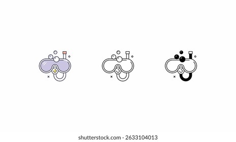 Scuba icons vector set color line glyph line icons stock illustration