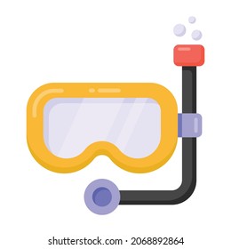 Scuba mask flat style icon, editable vector and swimming accessory 