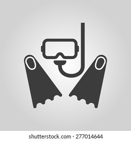 The scuba mask and flippers icon. Flat Vector illustration