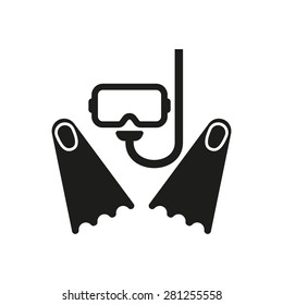 The scuba mask and flippers icon. Flat Vector illustration