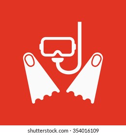 The scuba mask and flippers icon. Flat Vector illustration