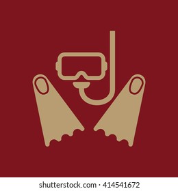 The scuba mask and flippers icon. Flat Vector illustration