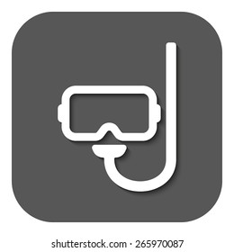 The scuba mask icon. Diving symbol. Flat Vector illustration. Button 