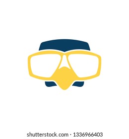 Scuba mask icon . Flat color design. Vector illustration.