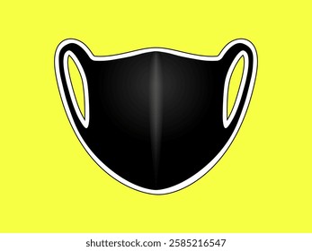 Scuba mask illustration design, simple and elastic fashion cloth mask and comfortable to use, protection from dust and pollution, realistic vector sticker style isolated on yellow background