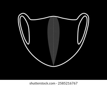 Scuba mask illustration design, simple and elastic fashion cloth mask and comfortable to use, protection from dust and pollution, vector design with white outline only on black background