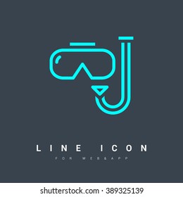 Scuba mask isolated minimal single flat linear icon for application and info-graphic. Diving line vector icon for websites and mobile minimalistic flat design.