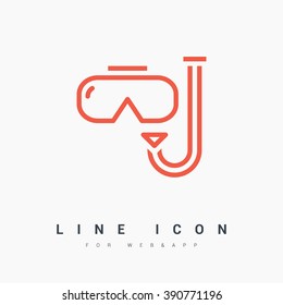 Scuba mask isolated minimal single flat linear icon for application and info-graphic. Diving line vector icon for websites and mobile minimalistic flat design.