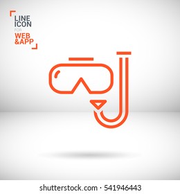 Scuba mask isolated minimal single flat linear icon for application and info-graphic. Diving line vector icon for websites and mobile minimalistic flat design.
