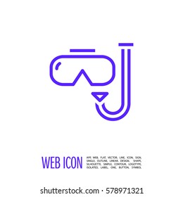Scuba mask isolated minimal single flat linear icon for application and info-graphic. Diving line vector icon for websites and mobile minimalistic flat design.