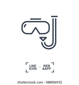 Scuba mask isolated minimal single flat linear icon for application and info-graphic. Diving line vector icon for websites and mobile minimalistic flat design.