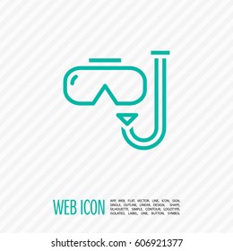 Scuba mask isolated minimal single flat linear icon for application and info-graphic. Diving line vector icon for websites and mobile minimalistic flat design.