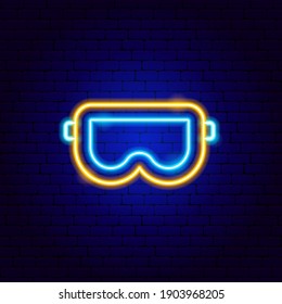 Scuba Maske Neon Unterschreiben. Vektorgrafik der Tauchförderung.
