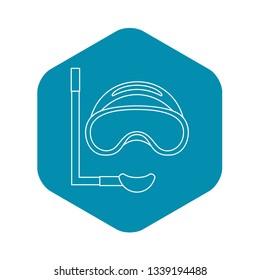 Scuba mask and snorkel icon. Outline illustration of scuba mask and snorkel vector icon for web