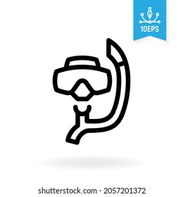Scuba mask and snorkel vector icon. Diving equipment illustration.
