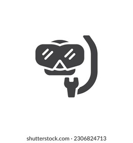 Scuba mask and snorkel vector icon. filled flat sign for mobile concept and web design. Diving mask glyph icon. Symbol, logo illustration. Vector graphics