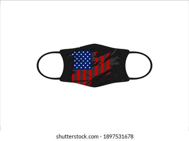 Scuba Mask USA Flag Scratch Effect Vector