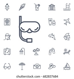 Scuba masks on the white background. Summer set of travel icons