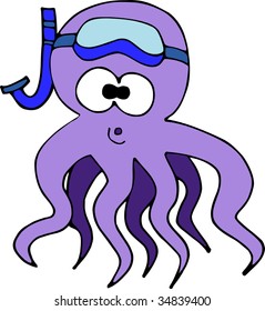 scuba octopus cartoon