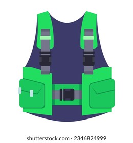 Scuba small items storage vest vector illustration. Gear for diving isolated on white background. Sports concept