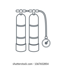 Scuba vector illustration. Diving equipment vector sign. Aqualung for swimming.