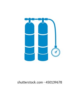 Scuba vector illustration. Diving equipment vector sign. Aqualung for swimming.

