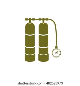 Scuba vector illustration. Diving equipment vector sign. Aqualung for swimming.