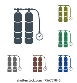 Scuba vector illustration. Diving equipment vector sign. Aqualung for swimming.

