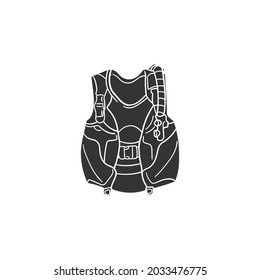 Scuba Vest Icon Silhouette Illustration. Diver Clothes Vector Graphic Pictogram Symbol Clip Art. Doodle Sketch Black Sign.