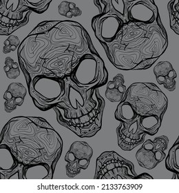 Scull. Abstract decorative seamless background. Horror. Death. Vector seamless background. sample. Creative ornament design.