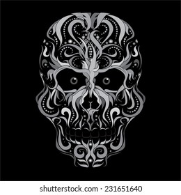 Scull, abstract vector illustration isolated on black background