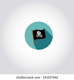 Scull and bones / Jolly Roger flag - pirate icon, web symbol, app design element, vector illustration