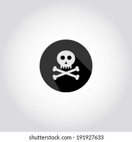 Scull and bones / Jolly Roger - pirate icon, web symbol, app design element, vector illustration