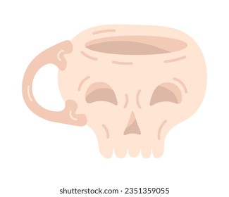 Scull cup. Halloween skeleton mug. For kids stickers and autumn holiday gift cards