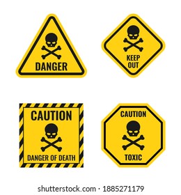 scull danger sign set, hazard warning icons