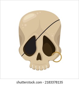 Scull with eye patch, halloween mask, jolly Rojer - vector illustration