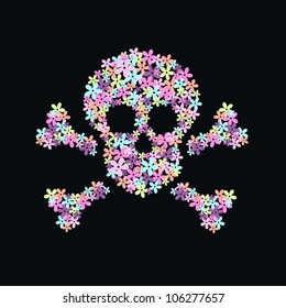 a scull of flowers
