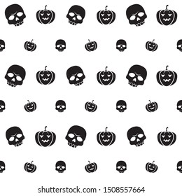 Scull and Halloween pumpkin seamless pattern