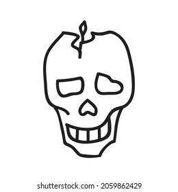 scull icon with halloween line vector icons on white background. Business icon. Autumn pumpkin. Outline cartoon. Happy halloween. Vector logo.