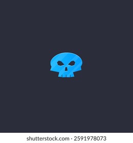 Scull Metallic Blue Color Icon Logo Design Element Deadly Scary Vector Isolated On Black