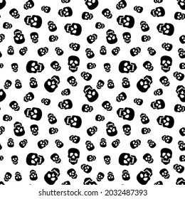 Scull pattern seamless, Simple style illustration. Black and white vector background.